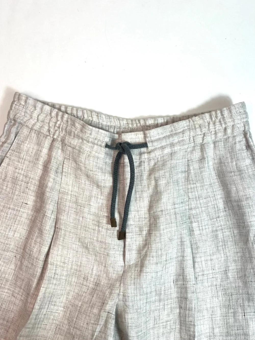 Brunello Cucinelli Linen Leisure Fit Cropped Drawstring Pants Size 52